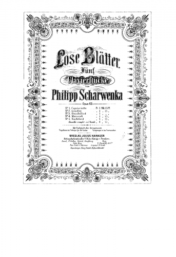 Scharwenka - Lose Blätter, Op. 63 - Score