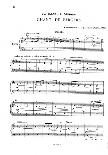 Dauphin - Chant de bergers - Score