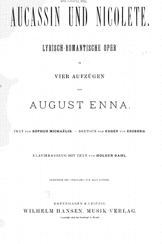 Enna - Aucassin og Nicolette - Vocal Score German - Score