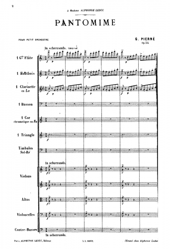 Pierné - Pantomime, Op. 24 - Score