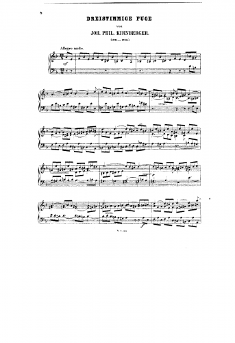 Kirnberger - Dreistimmige Fuge - Score