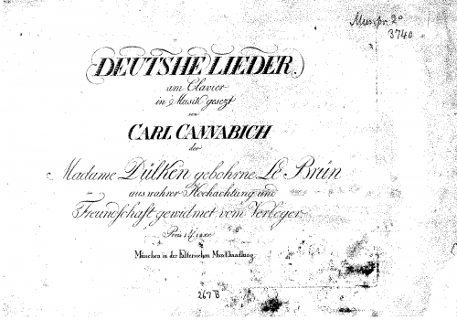 Cannabich - Deutshe Lieder am Clavier - Score