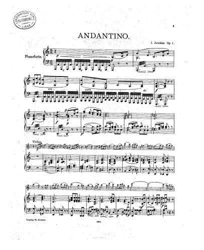 Joachim - Andantino und Allegro Scherzoso - For Violin and Piano