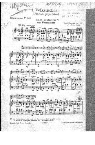 Komzák II - Volksliedchen und Märchen, Op. 135 - For Small Orchestra (Atzler)