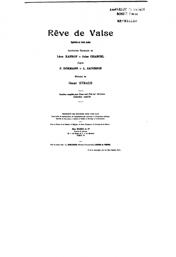 Straus - Ein Walzertraum / Rêve de valse - For Piano solo (Blasser) - Score
