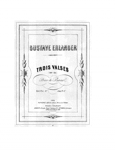 Erlanger - Trois valses - Score