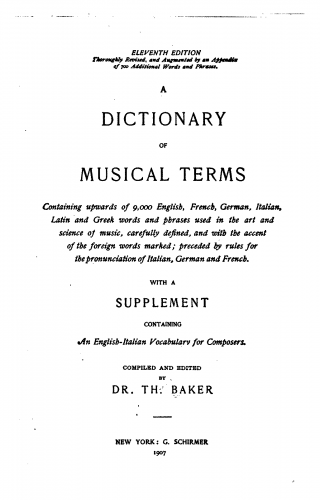 Baker - A Dictionary of Musical Terms - Complete Book