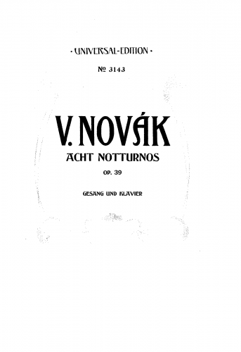 Novák - 8 Notturnos, Op. 39 - Score