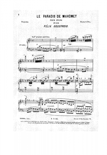 Godefroid - Le paradis de Mahomet - Score