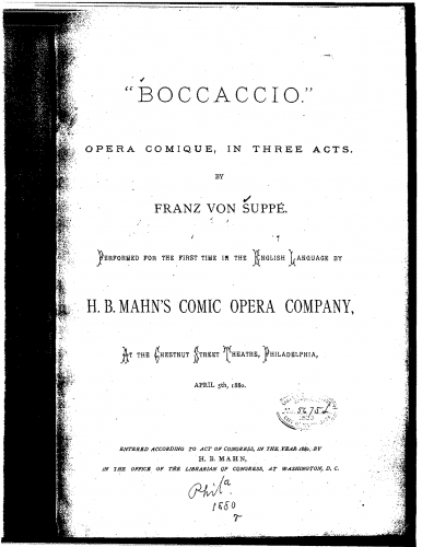 Suppé - Boccaccio - Librettos - Complete Libretto