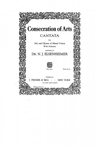 Elsenheimer - Weihe der KünsteConsecration of Arts - Vocal Score - Score