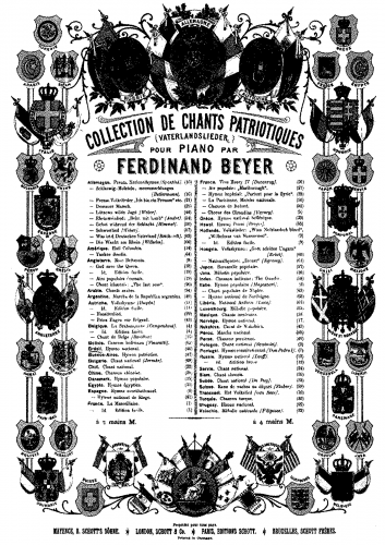 Beyer - Vaterlandslieder - Piano Score Selections