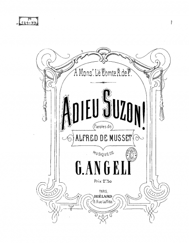 Angeli - Adieu Suzon! - Score