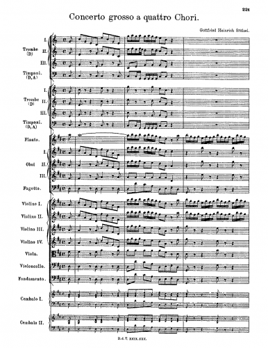 Stölzel - Concerto grosso a quattro Chori - Score