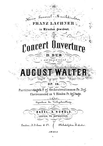 Walter - Konzert-Ouvertüre, Op. 16 - Score