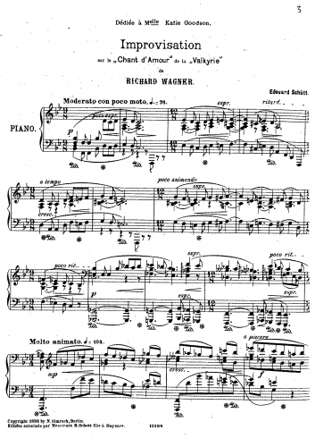 Schütt - Improvisation sur le chant d'amour de la Valkyrie de Richard Wagner - Score