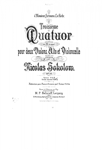 Sokolov - String Quartet No. 3, Op. 20