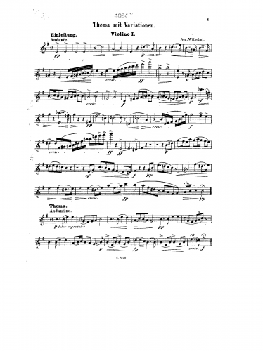 Wilhelmj - Einleitung, Thema mit Variationen nach Franz Schubert für Streichquartett
