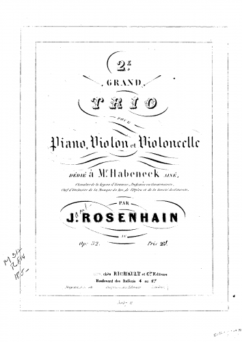 Rosenhain - Piano Trio No. 2, Op. 32