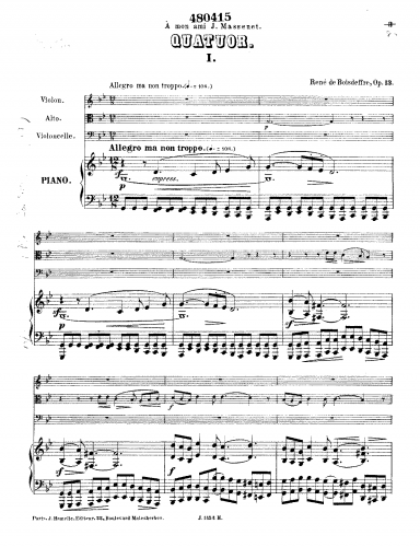 Boisdeffre - Piano Quartet No. 1, Op. 13