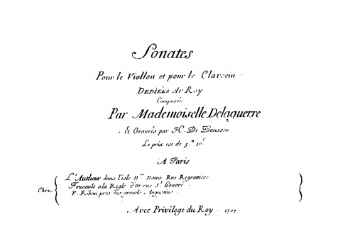 Jacquet de La Guerre - Sonates pour le viollon et pour le clavecin - Score