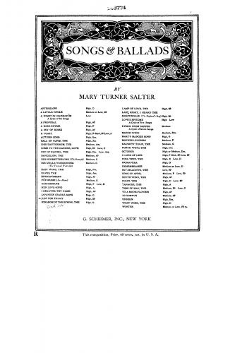 Salter - Just for To-Day - Score