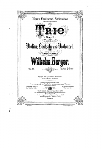 Berger - String Trio, Op. 69