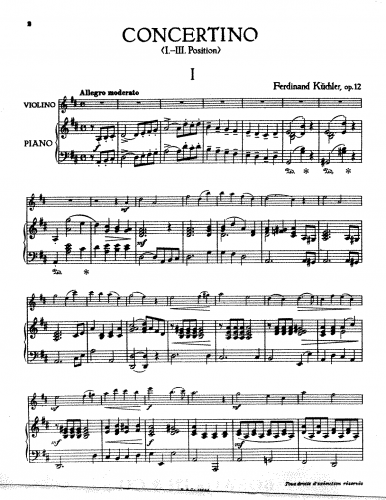Küchler - Concertino for Violin - Scores and Parts - Score