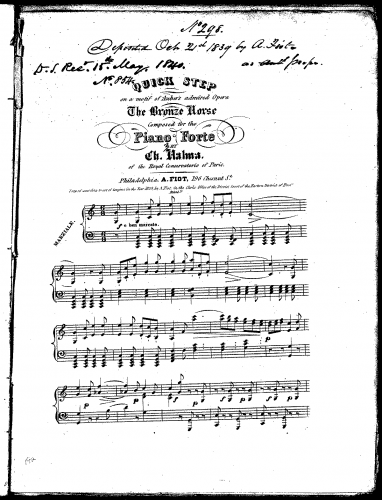 Halma - Quick-Step on a motif of Auber's The Bronze Horse - Score