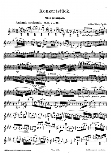 Rietz - Konzertstück für Oboe - For Oboe and Piano