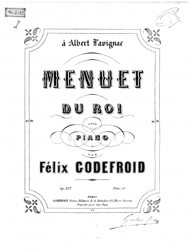 Godefroid - Menuet du roi - Score