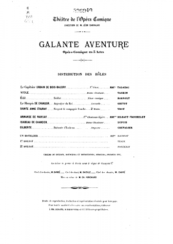 Guiraud - Galante aventure - Incomplete Score