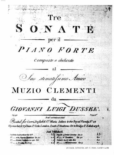 Dussek - Piano Sonata - Piano Score - Score