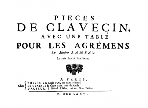 Rameau - Pièces de Clavecin - Score