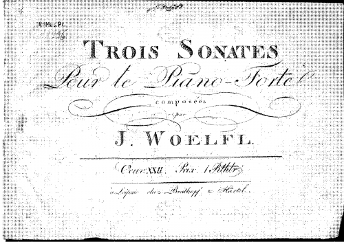 Woelfl - 3 Piano Sonatas, Op. 22 - Score
