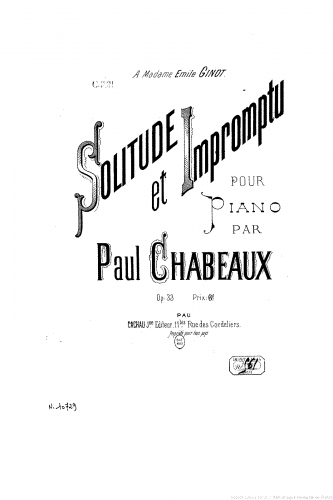 Chabeaux - Solitude et Impromptu - Score