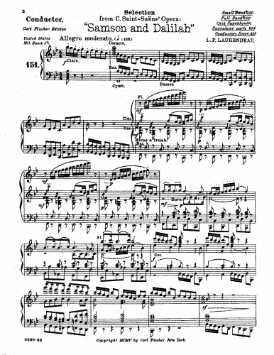 Saint-Saëns - Samson et Dalila, Op. 47 - Selections For Wind Band (Laurendeau)
