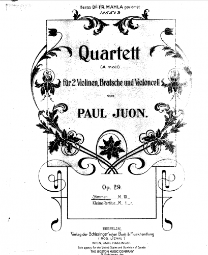 Juon - String Quartet No. 2