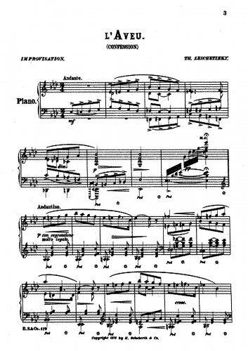 Leschetizky - L' Avue - Score