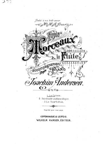 Andersen - 3 Pieces for Flute and Piano, Op. 57