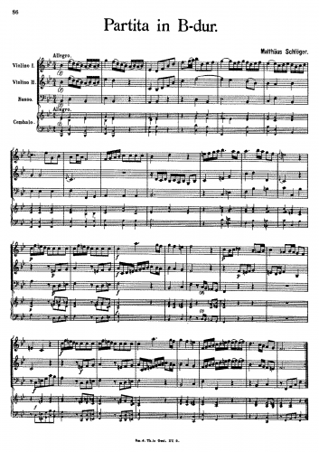 Schlöger - Partita in B flat major - Score