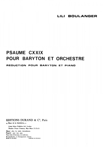 Boulanger - Psaume CXXIX - Vocal Score