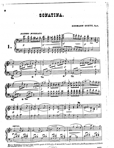 Goetz - 2 Sonatinas, Op. 8 - Score