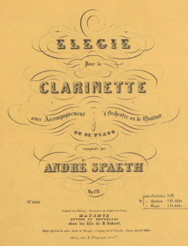 Späth - Elégie - For Clarinet piano