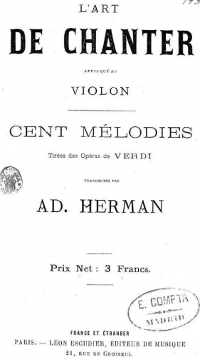 Herman - Lâart de chanter appliqué au violon - Score