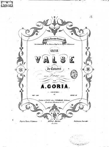 Goria - Grande valse de concert - Piano Score - Score