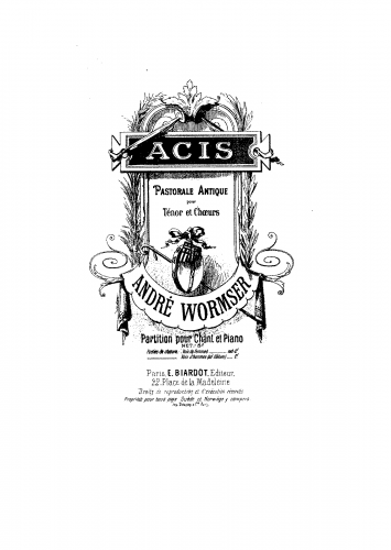 Wormser - Acis, Op. 6 - Vocal Score - Score