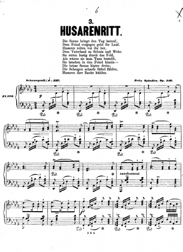 Spindler - Kriegerleben, Op. 140 - Piano Score - 3. Husarenritt
