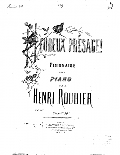 Roubier - Heureux présage! - Piano Score - Score
