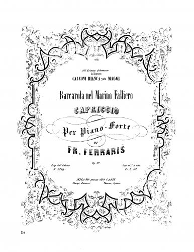 Ferraris - Barcarola nel Marino Falliero, Op. 20 - Score